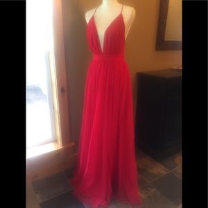 Red formal evening dress
